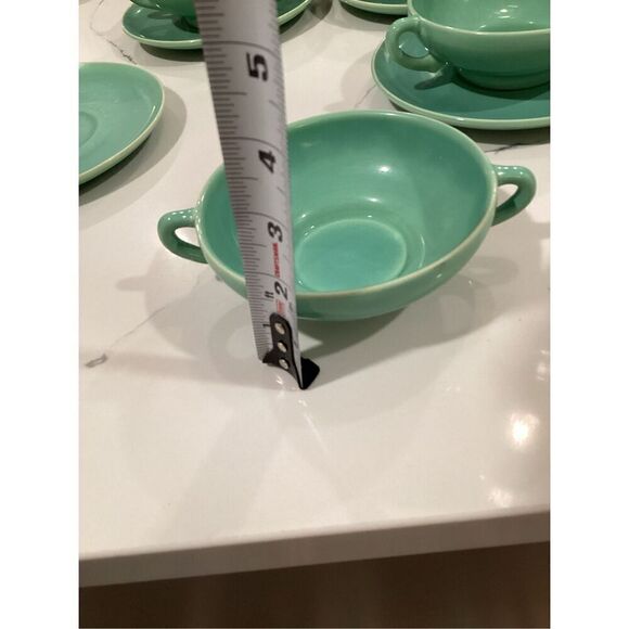 4 Fitz and Floyd Total Colour Coquille Turquoise Soup Bowl Under Plate - Picture 9 of 11